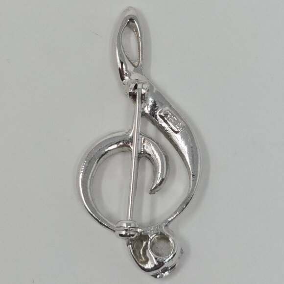 Vintage OPA Lions Club Music Brooch Treble Clef Rhinestone Enamel Pin - Picture 4 of 9